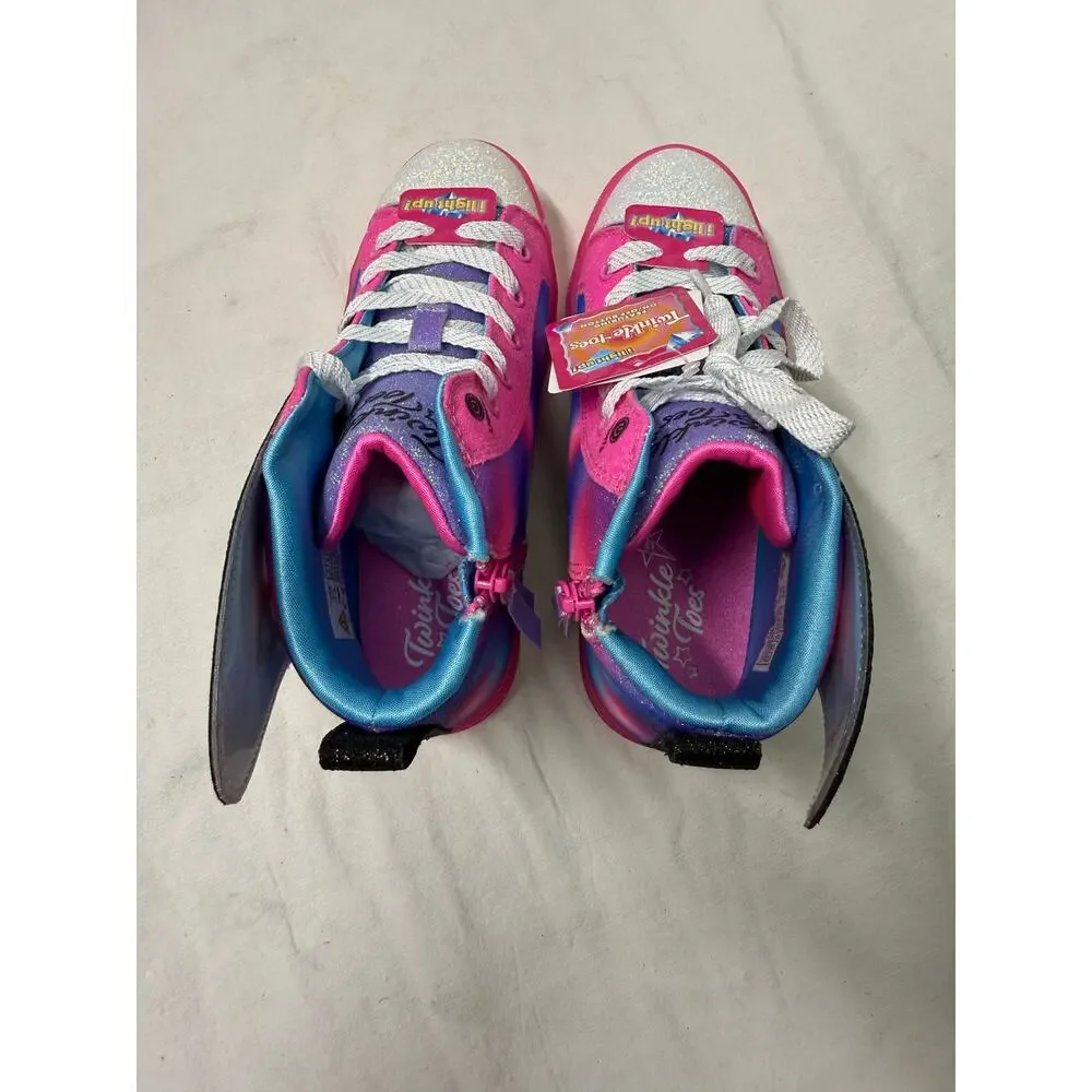 Skechers  Girls Light-Up Shoes Size 3 Pink Multicolor Glitter High Top NWT